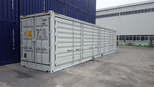 CONTENEDOR MARÍTIMO DE 40 PIES HIGH CUBE CON PUERTA LATERAL - RAL 7035 (GRIS CLARO)