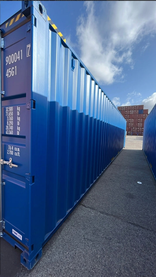 CONTENEDOR MARÍTIMO 40 PIES NUEVO / HIGH-CUBE / PRIMER VIAJE / AZUL