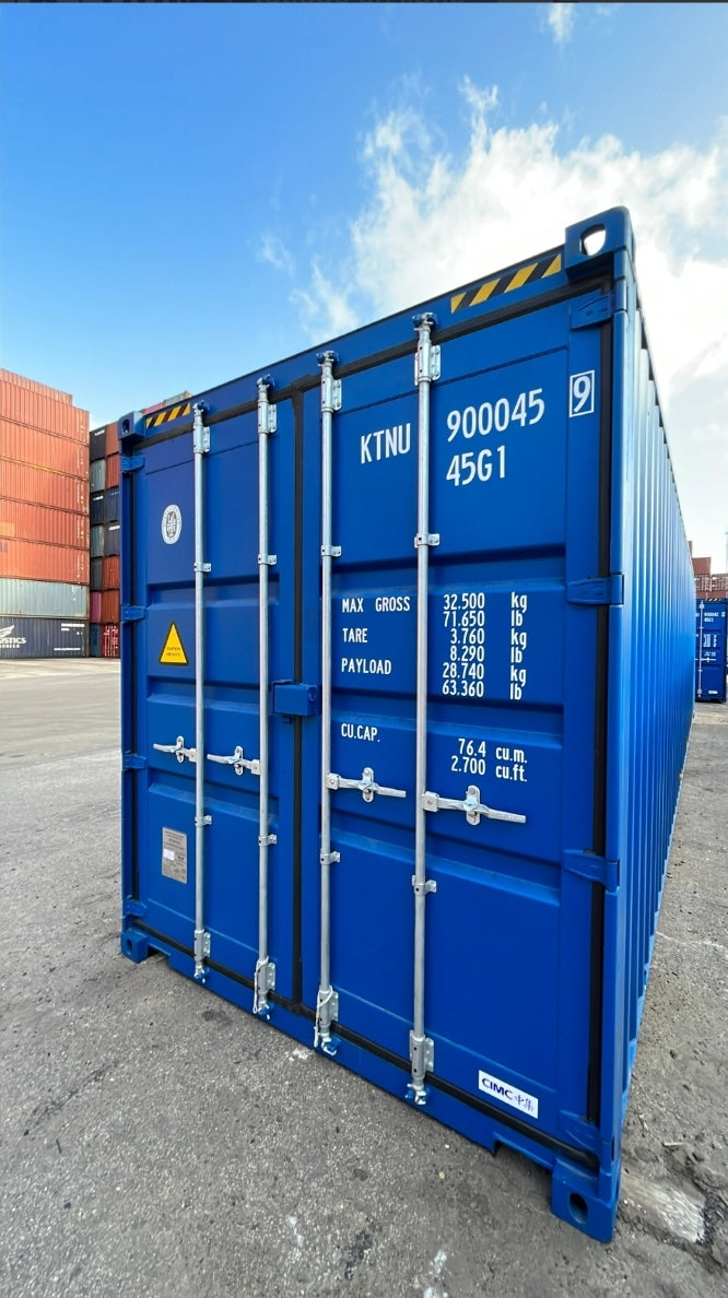 CONTENEDOR MARÍTIMO 40 PIES NUEVO / HIGH-CUBE / PRIMER VIAJE / AZUL