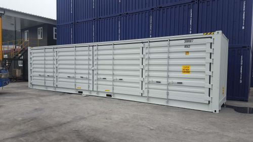 CONTENEDOR MARÍTIMO DE 40 PIES HIGH CUBE CON PUERTA LATERAL - RAL 7035 (GRIS CLARO)