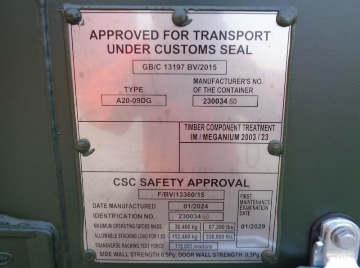 CONTENEDOR MARITIMO DE 20 PIES / RAL 6007